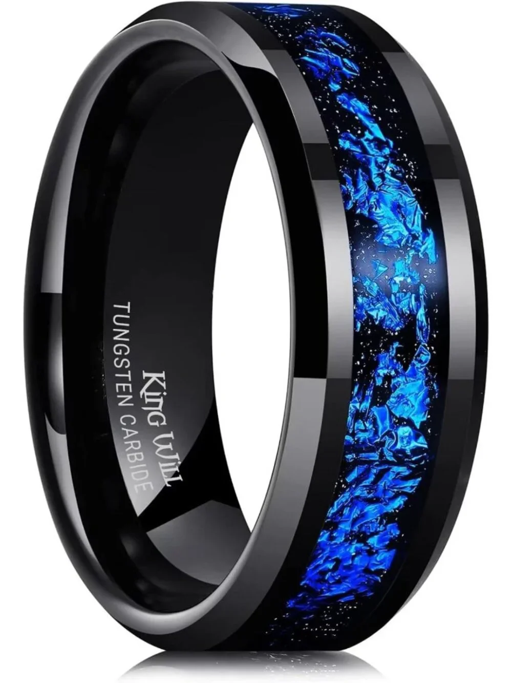 Stylish Men's Wedding Band with Foils Inlay - Black, Silver & Gold Options